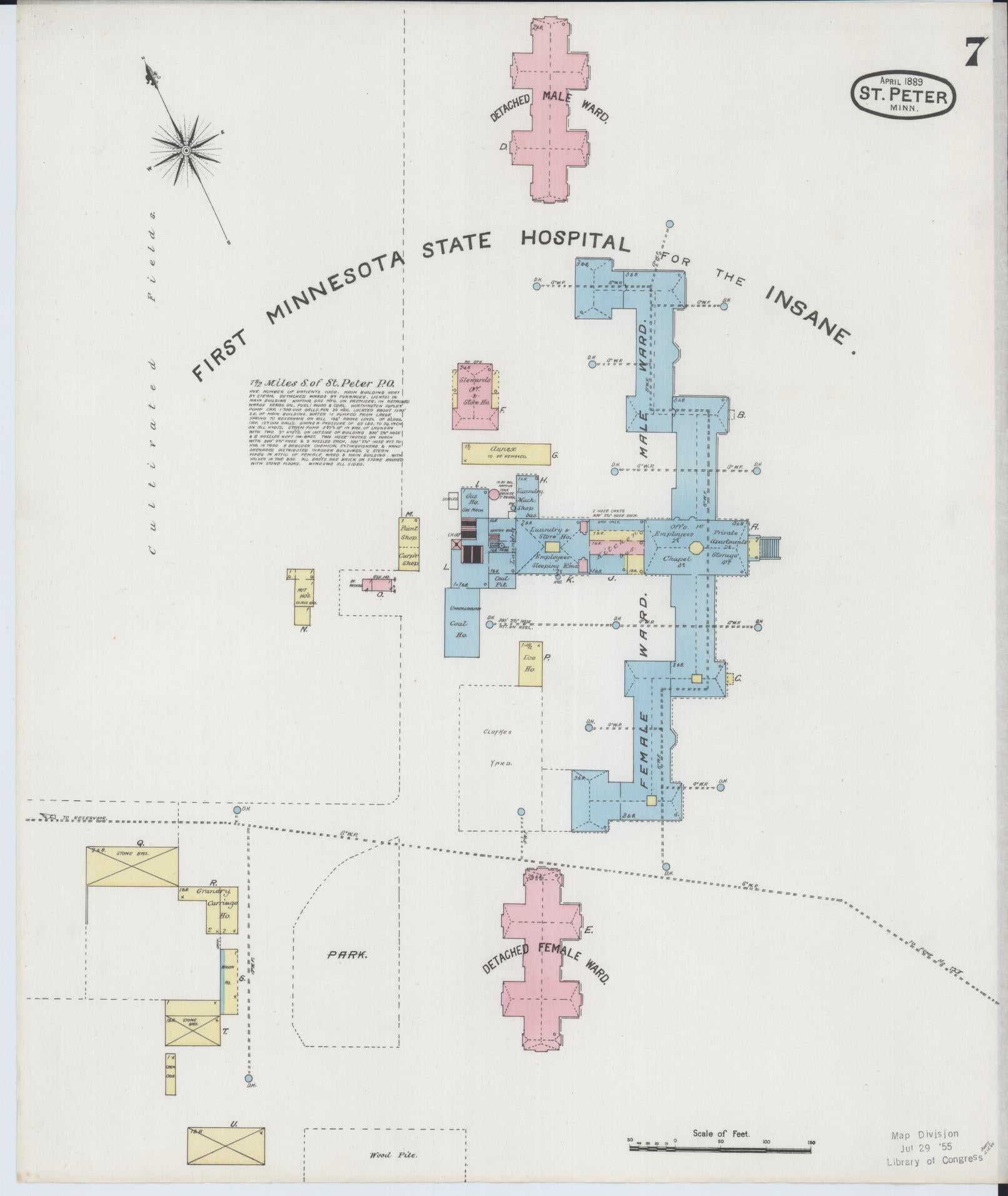 Sanborn Fire Insurance Map from Saint Peter, Nicollet County, Minnesota (1889), Sheet #0007 - Complete Map Set gallery image, historic Sanborn map, vintage wall art, Minnesota Minnesota