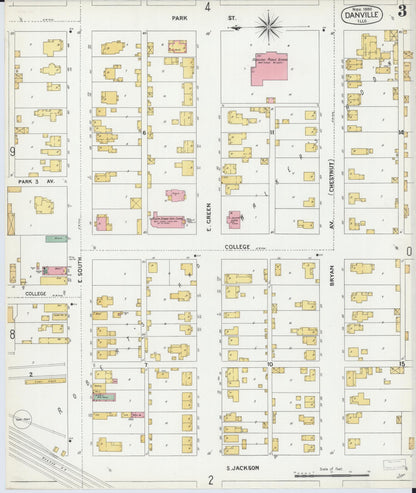 Sanborn Fire Insurance Map from Danville, Vermilion County, Illinois (1900), Sheet #0003 - Complete Map Set gallery image, historic Sanborn map, vintage wall art, Illinois Illinois