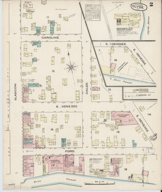Sanborn Fire Insurance Map from Clyde, Wayne County, New York (1884), Sheet #0002 - Historic Sanborn Fire Insurance Map Print, vintage old map wall art, antique decor, genealogy gift, New York New York map