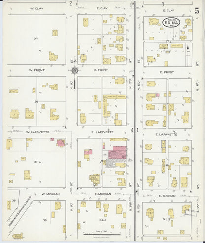 Sanborn Fire Insurance Map from Edina, Knox County, Missouri (1916), Sheet #0005 - Complete Map Set gallery image, historic Sanborn map, vintage wall art, Missouri Missouri