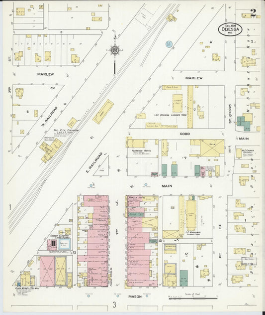 Sanborn Fire Insurance Map from Odessa, Lafayette County, Missouri (1909), Sheet #0002 - Historic Sanborn Fire Insurance Map Print, vintage old map wall art, antique decor, genealogy gift, Missouri Missouri map