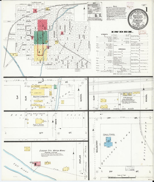 Sanborn Fire Insurance Map from Eureka, Greenwood County, Kansas (1906), Sheet #0001 - Complete Map Set gallery image, historic Sanborn map, vintage wall art, Kansas Kansas
