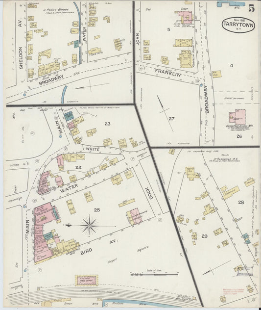 Sanborn Fire Insurance Map from Tarrytown, Westchester County, New York (1887), Sheet #0004 - Historic Sanborn Fire Insurance Map Print, vintage old map wall art, antique decor, genealogy gift, New York New York map