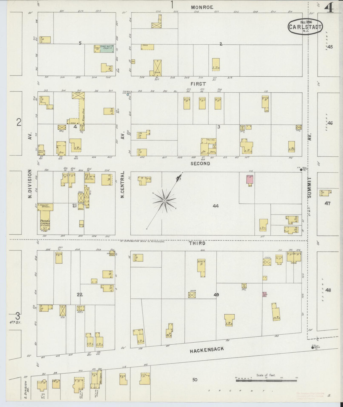 Sanborn Fire Insurance Map from Carlstadt, Bergen County, New Jersey (1896), Sheet #0004 - Complete Map Set gallery image, historic Sanborn map, vintage wall art, New Jersey New Jersey