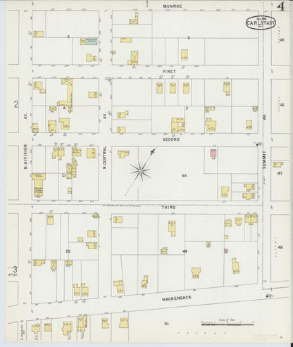 Sanborn Fire Insurance Map from Carlstadt, Bergen County, New Jersey (1896), Sheet #0004 - Complete Map Set gallery image, historic Sanborn map, vintage wall art, New Jersey New Jersey