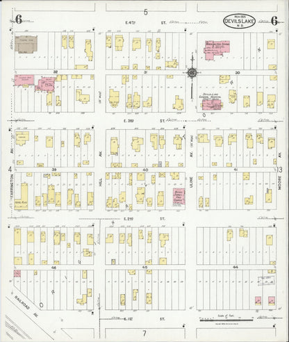 Sanborn Fire Insurance Map from Devils Lake, Ramsey County, North Dakota (1924), Sheet #0006 - Complete Map Set gallery image, historic Sanborn map, vintage wall art, North Dakota North Dakota