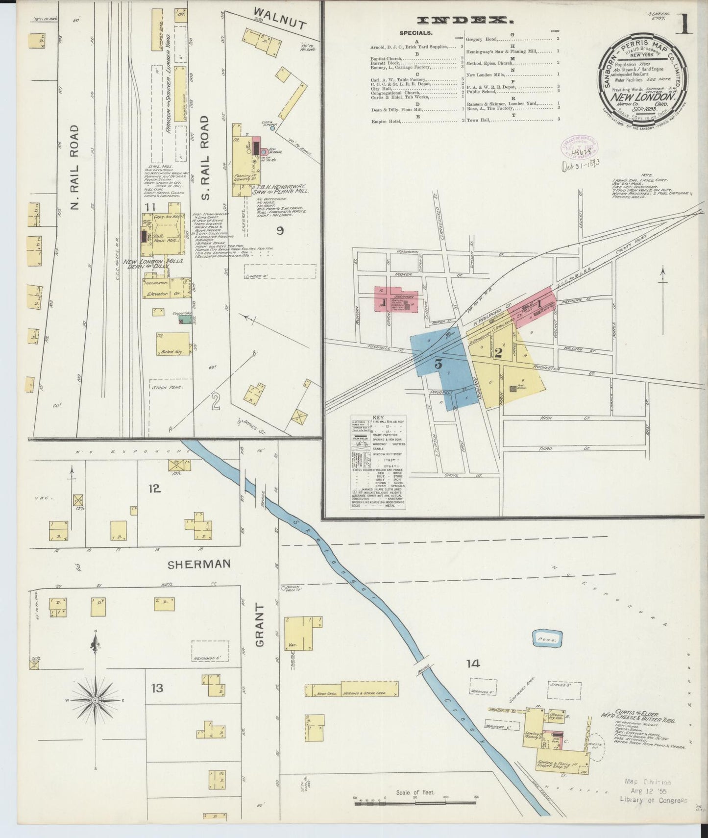 Sanborn Fire Insurance Map from New London, Huron County, Ohio (1893), Sheet #0001 - Historic Sanborn Fire Insurance Map Print, vintage old map wall art, antique decor, genealogy gift, Ohio Ohio map