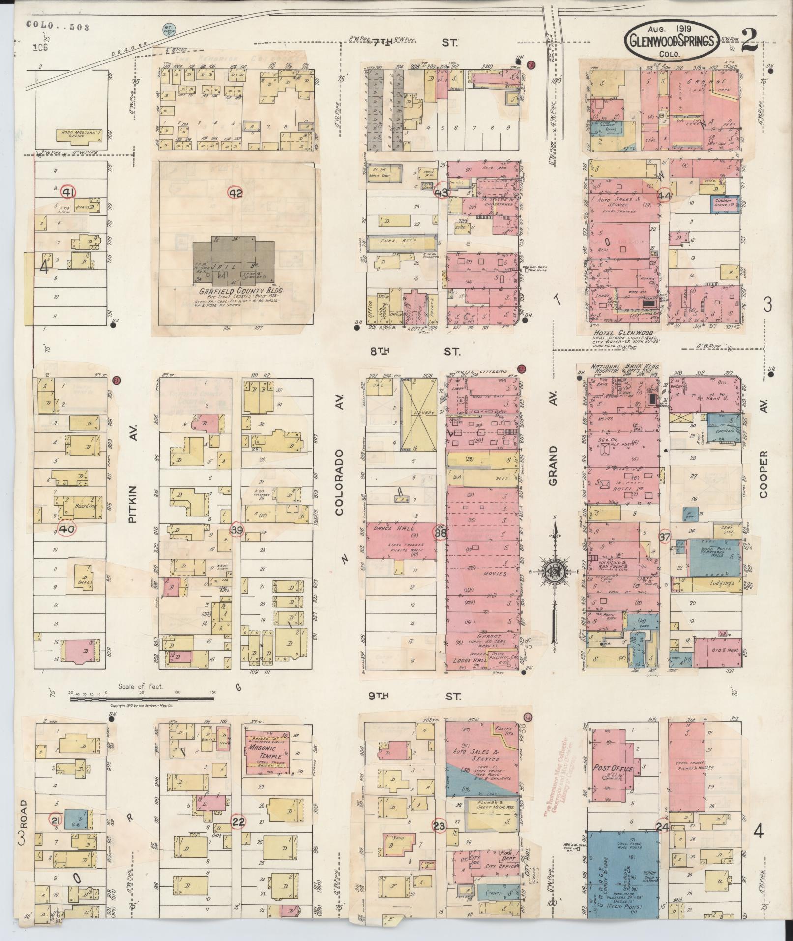 Sanborn Fire Insurance Map from Glenwood Springs, Garfield County, Colorado (1943), Sheet #0002 - Complete Map Set gallery image, historic Sanborn map, vintage wall art, Colorado Colorado