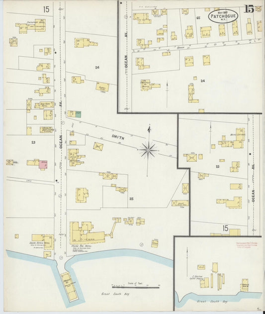 Sanborn Fire Insurance Map from Patchogue, Suffolk County, New York (1897), Sheet #0015 - Historic Sanborn Fire Insurance Map Print, vintage old map wall art, antique decor, genealogy gift, New York New York map