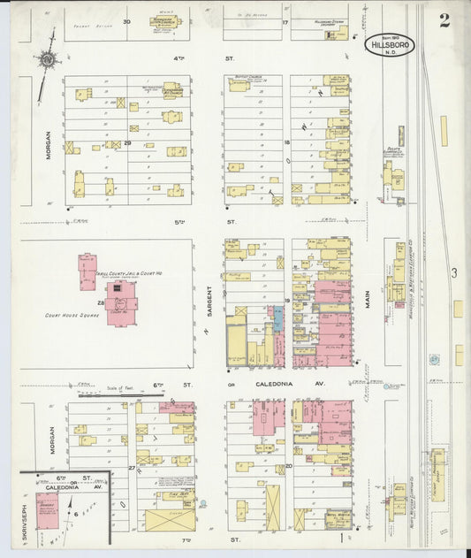 Sanborn Fire Insurance Map from Hillsboro, Traill County, North Dakota (1910), Sheet #0002 - Historic Sanborn Fire Insurance Map Print, vintage old map wall art, antique decor, genealogy gift, North Dakota North Dakota map