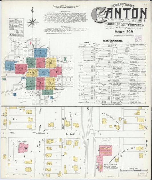 Sanborn Fire Insurance Map from Canton, Fulton County, Illinois (1909), Sheet #0001 - Historic Sanborn Fire Insurance Map Print, vintage old map wall art, antique decor, genealogy gift, Illinois Illinois map