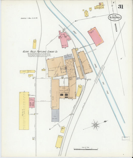 Sanborn Fire Insurance Map from Glens Falls, Warren County, New York (1901), Sheet #0031 - Historic Sanborn Fire Insurance Map Print, vintage old map wall art, antique decor, genealogy gift, New York New York map