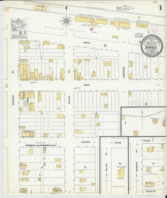 Sanborn Fire Insurance Map from Bowdle, Edmunds County, South Dakota (1904), Sheet #0001 - Complete Map Set gallery image, historic Sanborn map, vintage wall art, South Dakota South Dakota
