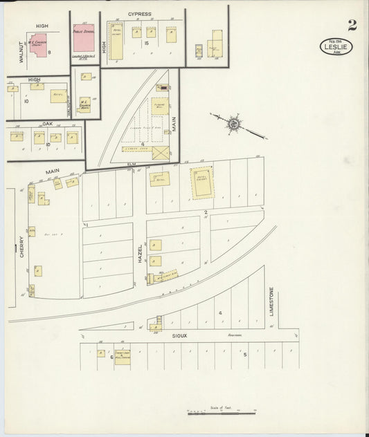 Sanborn Fire Insurance Map from Leslie, Searcy County, Arkansas (1914), Sheet #0002 - Historic Sanborn Fire Insurance Map Print, vintage old map wall art, antique decor, genealogy gift, Arkansas Arkansas map