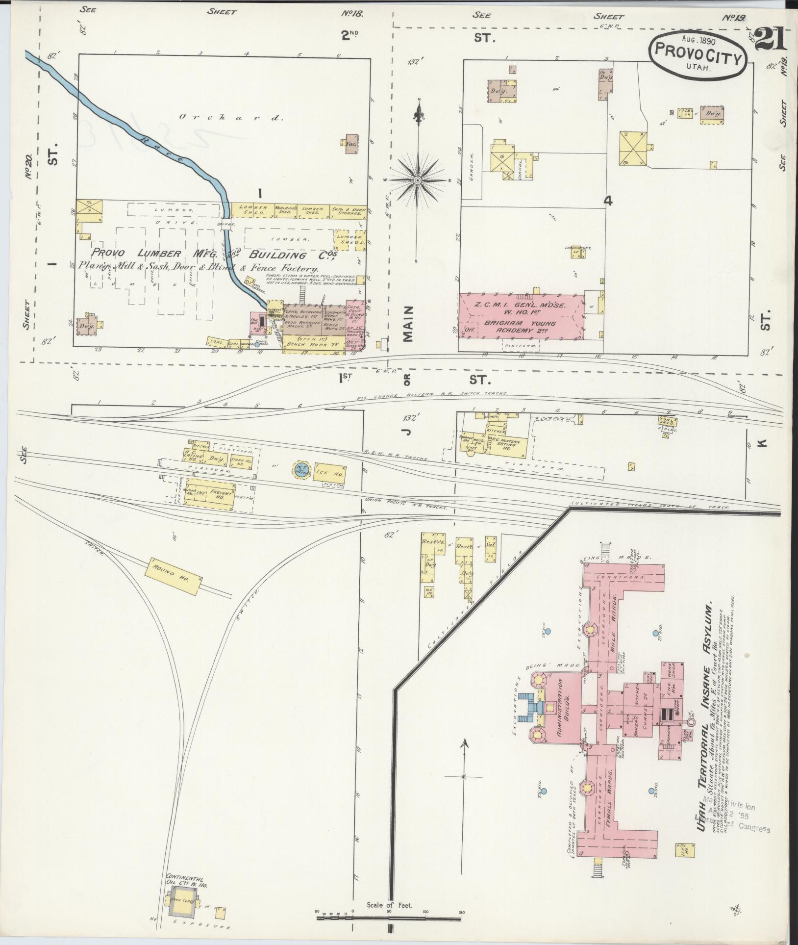 Sanborn Fire Insurance Map from Provo, Utah County, Utah (1890), Sheet #0021 - Complete Map Set gallery image, historic Sanborn map, vintage wall art, Provo Utah