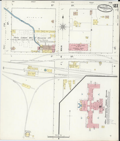 Sanborn Fire Insurance Map from Provo, Utah County, Utah (1890), Sheet #0021 - Complete Map Set gallery image, historic Sanborn map, vintage wall art, Provo Utah