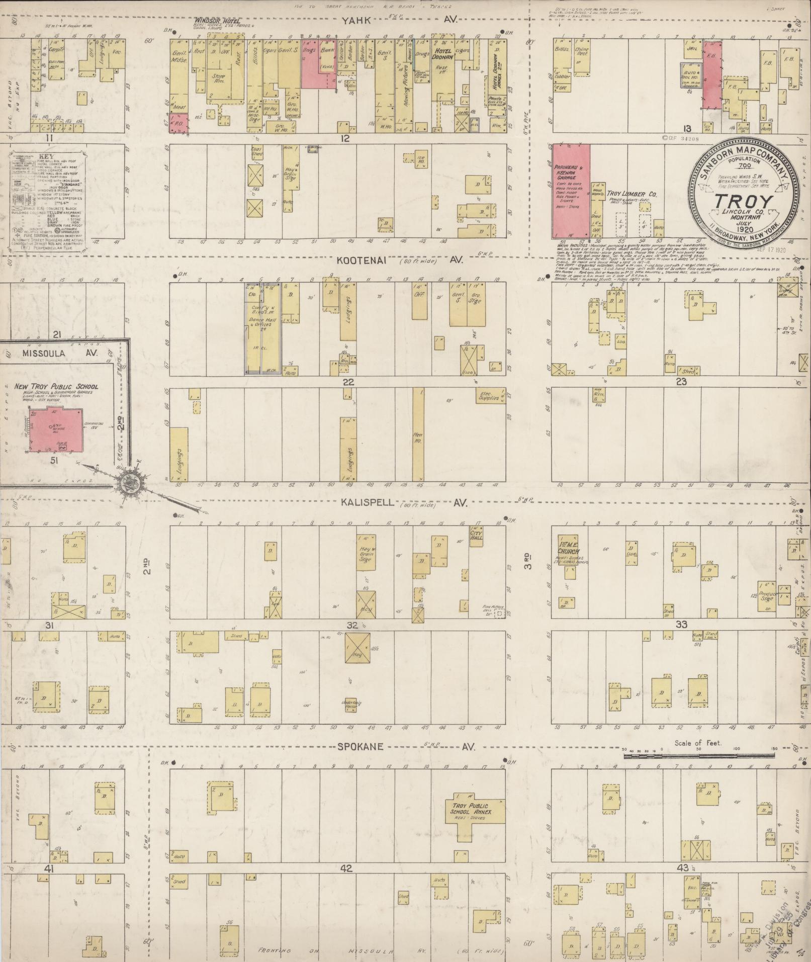 Sanborn Fire Insurance Map from Troy, Lincoln County, Montana (1920), Sheet #0001 - Historic Sanborn Fire Insurance Map Print, vintage old map wall art, antique decor, genealogy gift, Montana Montana map