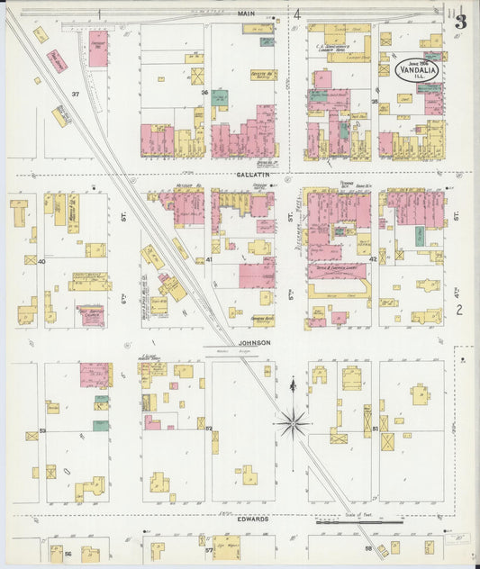 Sanborn Fire Insurance Map from Vandalia, Fayette County, Illinois (1906), Sheet #0003 - Historic Sanborn Fire Insurance Map Print, vintage old map wall art, antique decor, genealogy gift, Illinois Illinois map