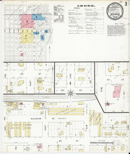 Sanborn Fire Insurance Map from Nevada, Story County, Iowa (1896), Sheet #0001 - Complete Map Set gallery image, historic Sanborn map, vintage wall art, Nevada Nevada