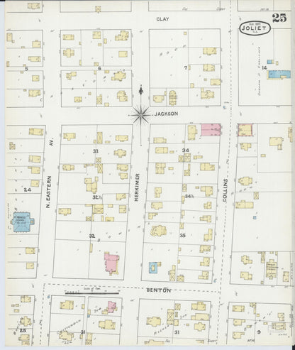 Sanborn Fire Insurance Map from Joliet, Will County, Illinois (1891), Sheet #0025 - Complete Map Set gallery image, historic Sanborn map, vintage wall art, Illinois Illinois