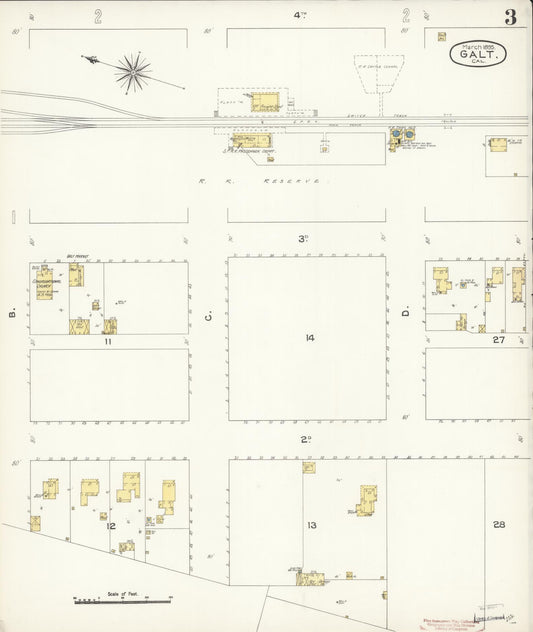 Sanborn Fire Insurance Map from Galt, Sacramento County, California (1895), Sheet #0003 - Historic Sanborn Fire Insurance Map Print, vintage old map wall art, antique decor, genealogy gift, California California map