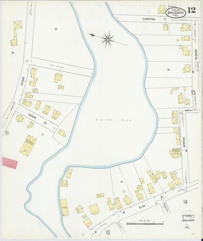 Sanborn Fire Insurance Map from Amesbury, Essex County, Massachusetts (1909), Sheet #0012 - Historic Sanborn Fire Insurance Map Print, vintage old map wall art, antique decor, genealogy gift, Massachusetts Massachusetts map