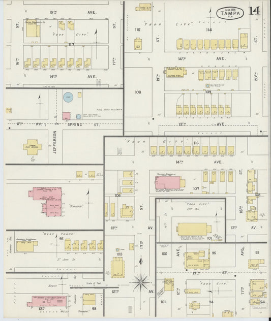 Sanborn Fire Insurance Map from Tampa, Hillsborough County, Florida (1895), Sheet #0018 - Historic Sanborn Fire Insurance Map Print, vintage old map wall art, antique decor, genealogy gift, Florida Florida map