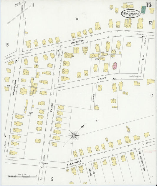 Sanborn Fire Insurance Map from South Farmington, Middlesex County, Massachusetts (1909), Sheet #0015 - Historic Sanborn Fire Insurance Map Print, vintage old map wall art, antique decor, genealogy gift, Massachusetts Massachusetts map