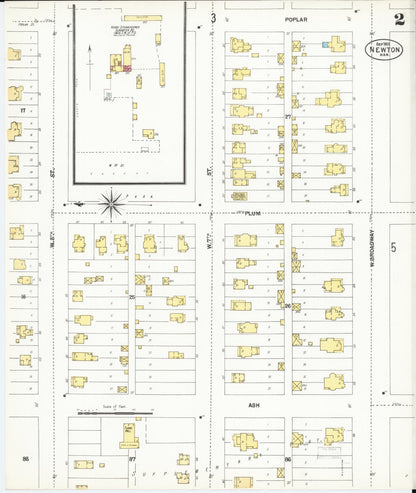Sanborn Fire Insurance Map from Newton, Harvey County, Kansas (1901), Sheet #0002 - Complete Map Set gallery image, historic Sanborn map, vintage wall art, Kansas Kansas