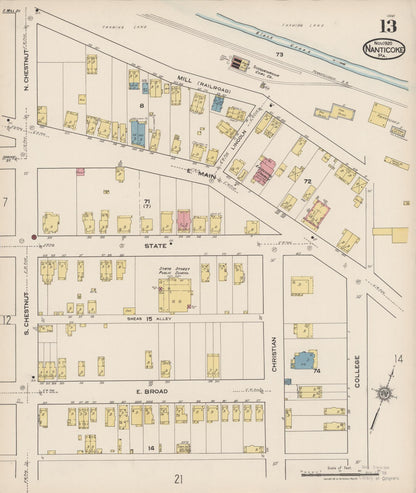 Sanborn Fire Insurance Map from Nanticoke, Luzerne County, Pennsylvania (1920), Sheet #0013 - Complete Map Set gallery image, historic Sanborn map, vintage wall art, Pennsylvania Pennsylvania