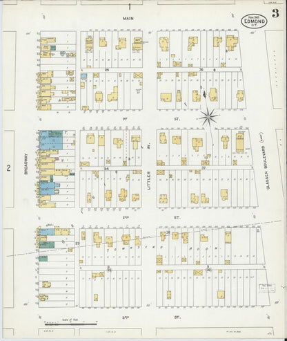 Sanborn Fire Insurance Map from Edmond, Oklahoma County, Oklahoma (1903), Sheet #0003 - Complete Map Set gallery image, historic Sanborn map, vintage wall art, Edmond Oklahoma