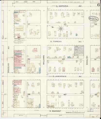 Sanborn Fire Insurance Map from Wichita, Sedgwick County, Kansas (1884), Sheet #0006 - Complete Map Set gallery image, historic Sanborn map, vintage wall art, Kansas Kansas