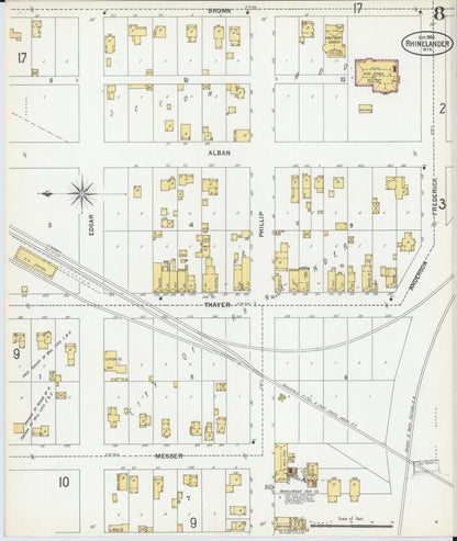 Sanborn Fire Insurance Map from Rhinelander, Oneida County, Wisconsin (1900), Sheet #0008 - Complete Map Set gallery image, historic Sanborn map, vintage wall art, Wisconsin Wisconsin
