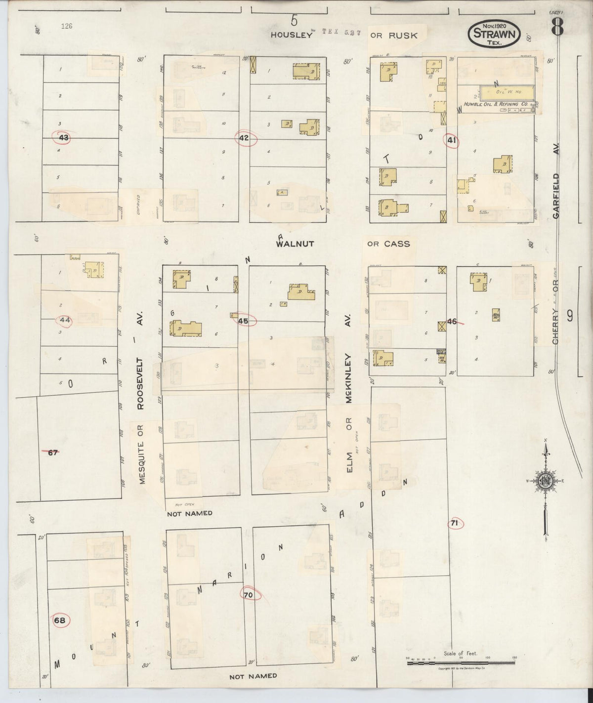 Sanborn Fire Insurance Map from Strawn, Palo Pinto County, Texas (1944), Sheet #0008 - Complete Map Set gallery image, historic Sanborn map, vintage wall art, Texas Texas