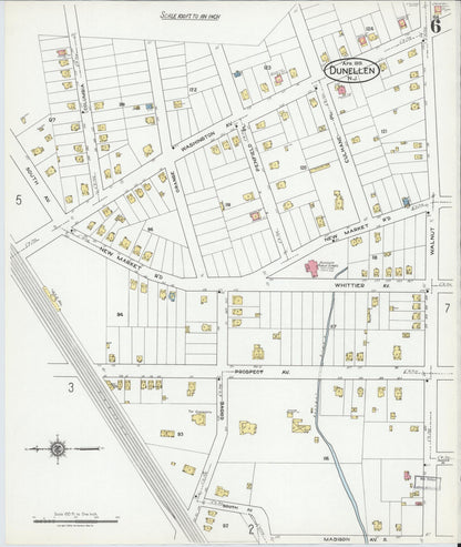 Sanborn Fire Insurance Map from Dunellen, Middlesex County, New Jersey (1919), Sheet #0006 - Complete Map Set gallery image, historic Sanborn map, vintage wall art, New Jersey New Jersey