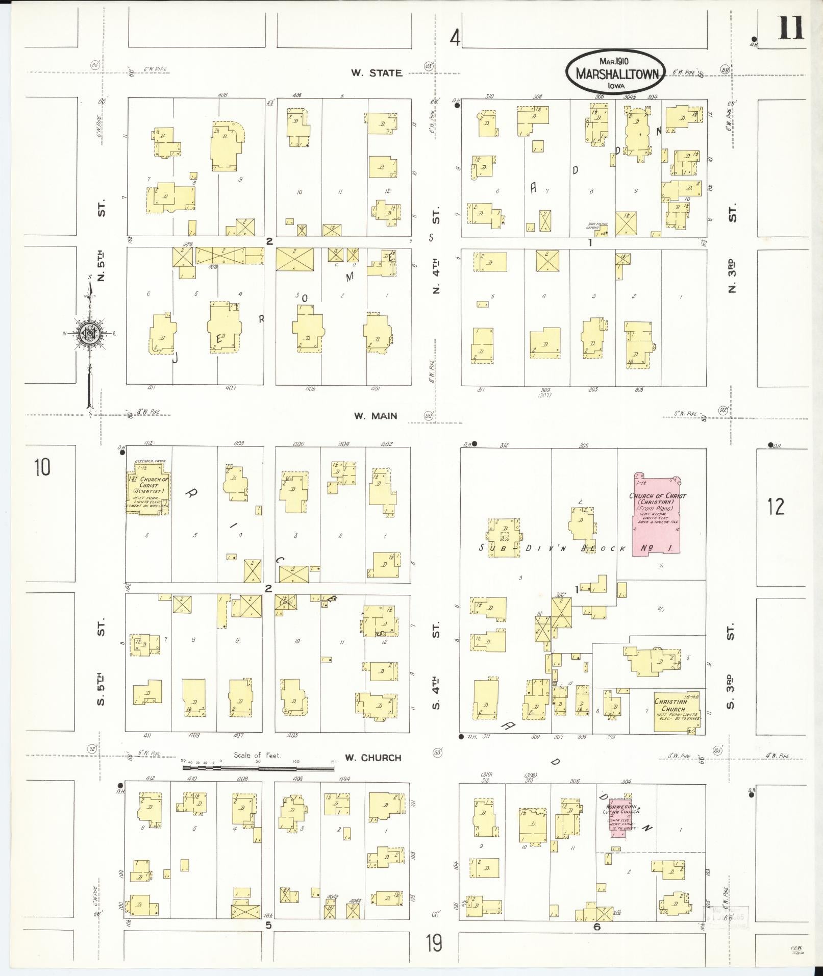 Sanborn Fire Insurance Map from Marshalltown, Marshall County, Iowa (1910), Sheet #0011 - Historic Sanborn Fire Insurance Map Print