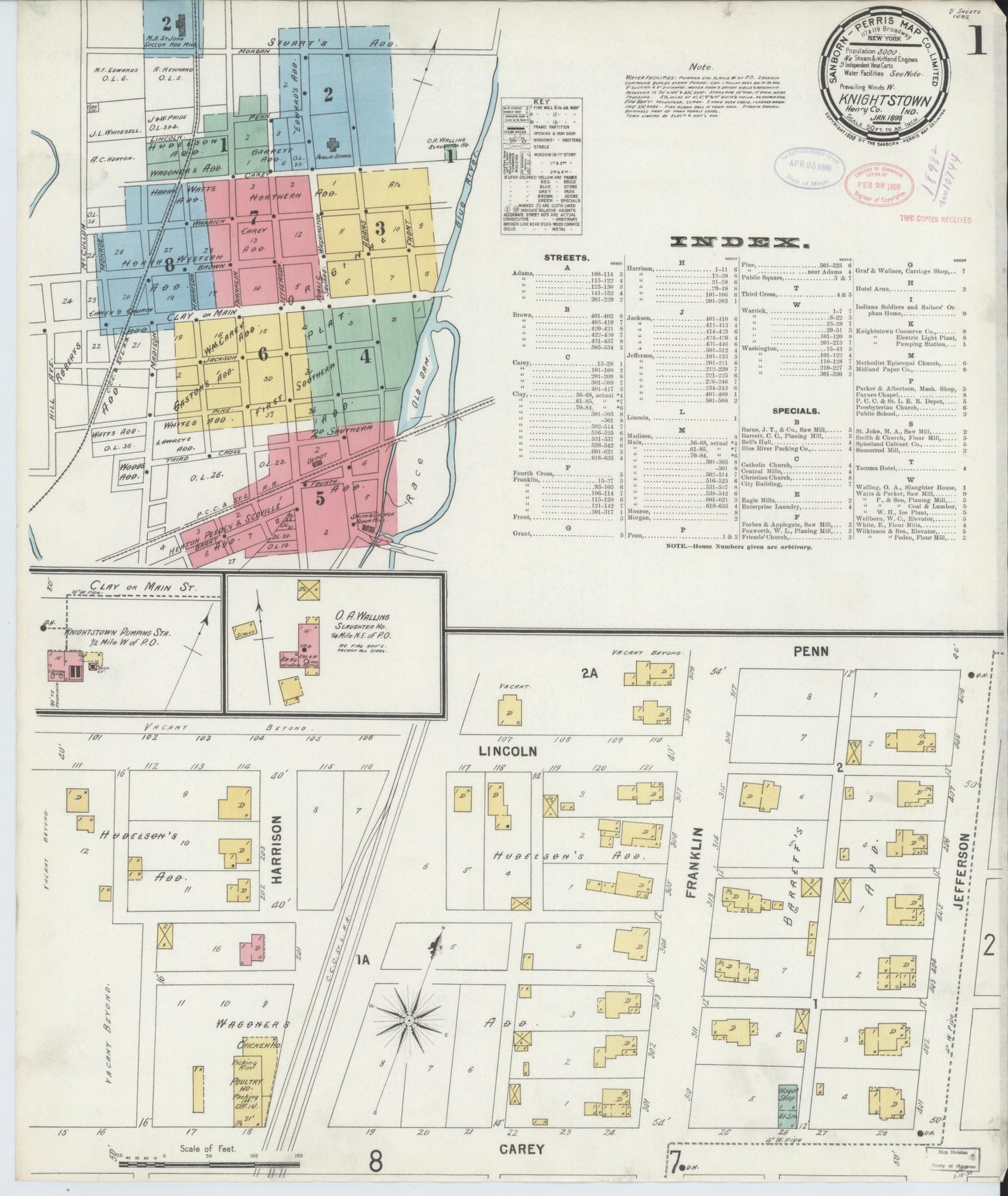 Sanborn Fire Insurance Map from Knightstown, Henry County, Indiana. (1898) – Historic Sanborn Fire Insurance Map Print