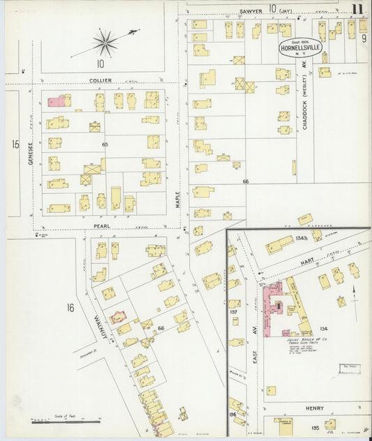 Sanborn Fire Insurance Map from Hornell, Steuben County, New York (1904), Sheet #0011 - Historic Sanborn Fire Insurance Map Print, vintage old map wall art, antique decor, genealogy gift, New York New York map