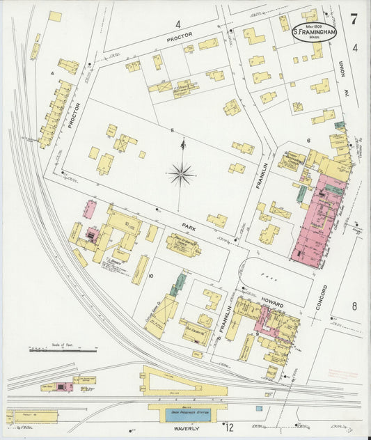 Sanborn Fire Insurance Map from South Farmington, Middlesex County, Massachusetts (1909), Sheet #0007 - Historic Sanborn Fire Insurance Map Print, vintage old map wall art, antique decor, genealogy gift, Massachusetts Massachusetts map