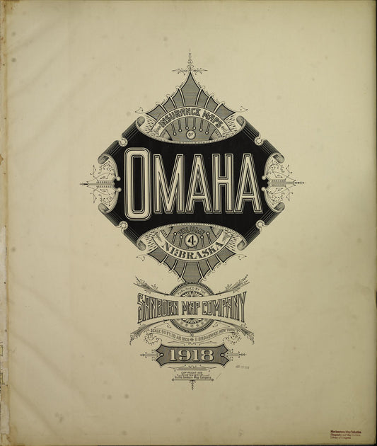 Sanborn Fire Insurance Map from Omaha, Douglas And Sarpy County, Nebraska (1918), Sheet #0001 - Historic Sanborn Fire Insurance Map Print, vintage old map wall art, antique decor, genealogy gift, Nebraska Nebraska map