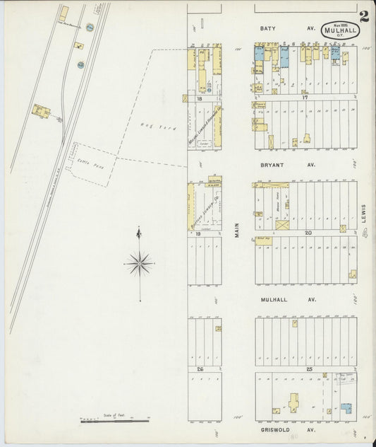 Sanborn Fire Insurance Map from Mulhall, Logan County, Oklahoma (1895), Sheet #0002 - Historic Sanborn Fire Insurance Map Print, vintage old map wall art, antique decor, genealogy gift, Oklahoma Oklahoma map