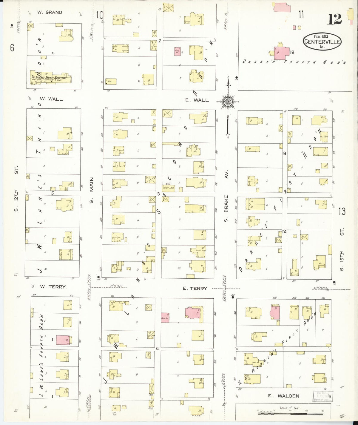 Sanborn Fire Insurance Map from Centerville, Appanoose County, Iowa (1913), Sheet #0012 - Historic Sanborn Fire Insurance Map Print
