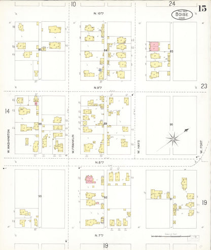 Sanborn Fire Insurance Map from Boise, Ada County, Idaho (1903), Sheet #0015 - Complete Map Set gallery image, historic Sanborn map, vintage wall art, Idaho Idaho