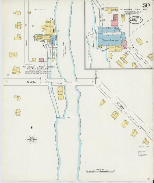 Sanborn Fire Insurance Map from Auburn, Cayuga County, New York (1898), Sheet #0030 - Historic Sanborn Fire Insurance Map Print, vintage old map wall art, antique decor, genealogy gift, New York New York map