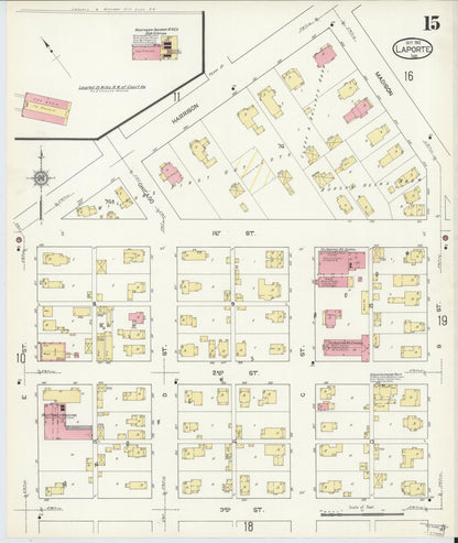 Sanborn Fire Insurance Map from La Porte, La Porte County, Indiana (1912), Sheet #0015 - Complete Map Set gallery image, historic Sanborn map, vintage wall art, Indiana Indiana