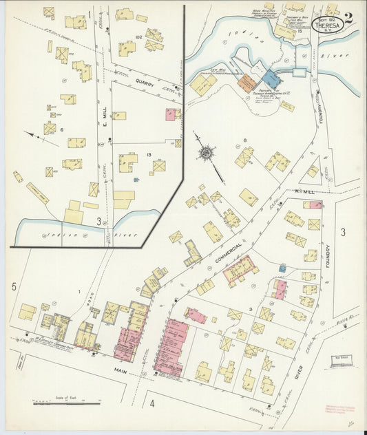 Sanborn Fire Insurance Map from Theresa, Jefferson County, New York (1912), Sheet #0002 - Historic Sanborn Fire Insurance Map Print, vintage old map wall art, antique decor, genealogy gift, New York New York map