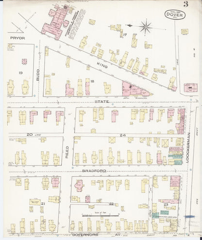 Sanborn Fire Insurance Map from Dover, Kent County, Delaware (1885), Sheet #0003 - Complete Map Set gallery image, historic Sanborn map, vintage wall art, Delaware Delaware