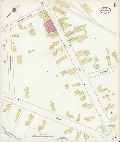Sanborn Fire Insurance Map from Oakland, Kennebec County, Maine (1911), Sheet #0006 - Complete Map Set gallery image, historic Sanborn map, vintage wall art, Maine Maine