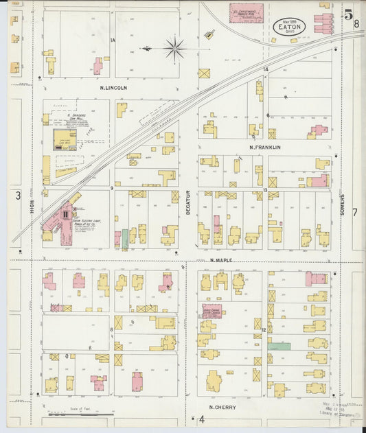 Sanborn Fire Insurance Map from Eaton, Preble County, Ohio (1899), Sheet #0005 - Historic Sanborn Fire Insurance Map Print, vintage old map wall art, antique decor, genealogy gift, Ohio Ohio map