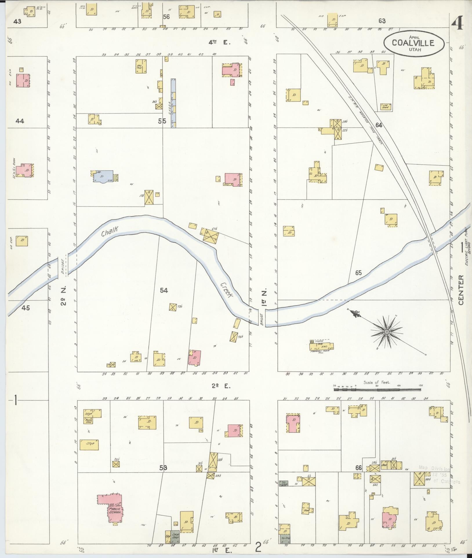Sanborn Fire Insurance Map from Coalville, Summit County, Utah (1907), Sheet #0004 - Historic Sanborn Fire Insurance Map Print, vintage old map wall art, antique decor, genealogy gift, Utah Utah map
